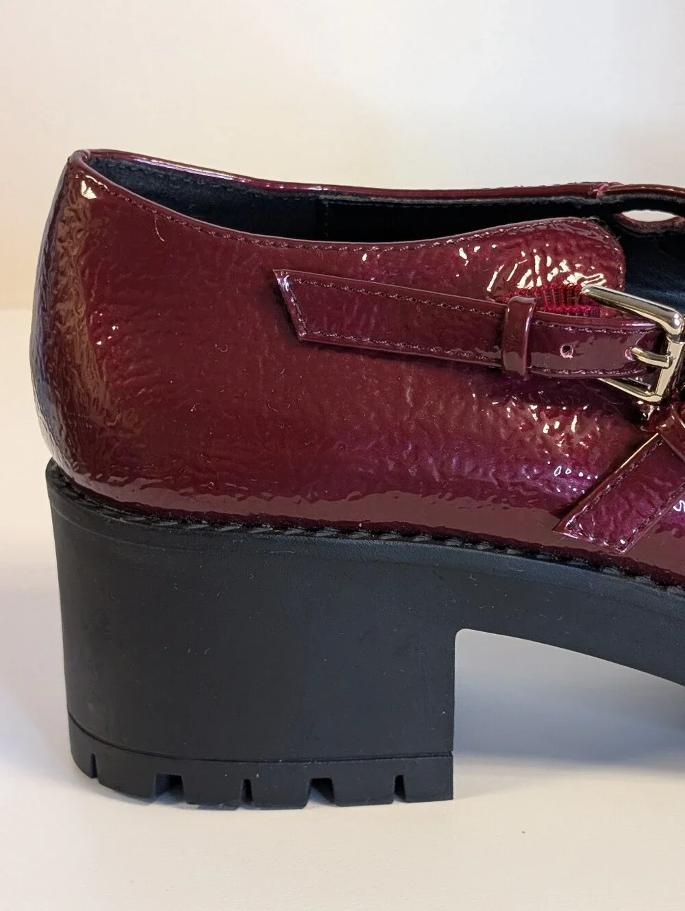 Urban Outfitters Burgundy Patent Double Strap Mary Jane Heels Size 8